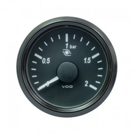 Manomètre Pression Turbo VDO SingleViu™ 0-2Bars Diamètre 52 Fond Noir - 1