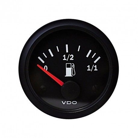 Manomètre VDO Niveau Essence Tubulaire Vision Diamètre 52 Fond Noir - 1