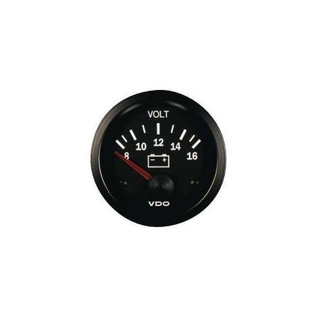 Manomètre Voltmètre VDO 8 / 16 Volts Vision Diamètre 52 Fond Noir - 1