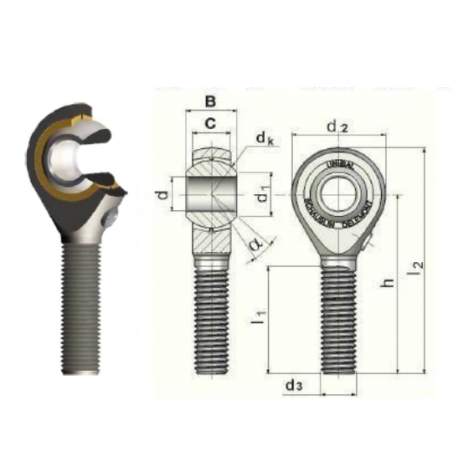 Boulon de biellette d'extrémité de rotule, 1 paire 12 mm 16 mm M12 x M16  gauche droite Boulon de biellette d'extrémité de rotule pour 150 cc 250 cc