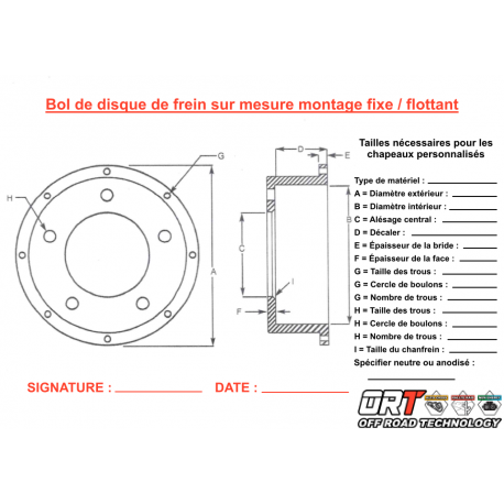 Bol de disque de frein sur mesure montage fixe / flottant - 1